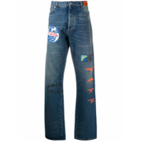 Heron Preston Calça jeans bootcut com estampa gráfica - Azul