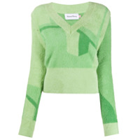 House of Sunny graphic intarsia knit brushed jumper - Verde