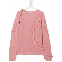 Il Gufo Suéter de tricô com acabamento de babados - Rosa