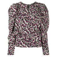 Isabel Marant Blusa com estampa e mangas franzidas - Preto