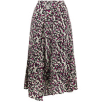 Isabel Marant Saia de seda com pregas e estampa - Preto