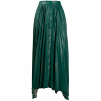 Isabel Marant Saia longa de couro com pregas - Verde