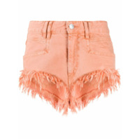 Isabel Marant Short jeans com franjas - Laranja