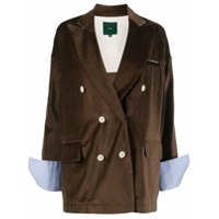 Jejia Blazer longo com ombros estruturados - Marrom