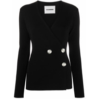 Jil Sander Blazer gola V com abotoamento duplo - Preto