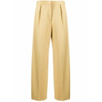 Jil Sander Calça cintura alta com pregas - Amarelo