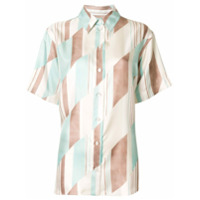 Jil Sander Camisa mangas curtas com estampa geométrica de seda - Estampado