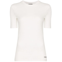 Jil Sander Camiseta de algodão com logo contrastante - Branco