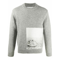 Jil Sander Suéter de lã com detalhe de patch - Cinza