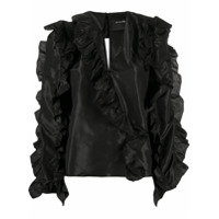 John Richmond Blusa de cetim com babados - Preto