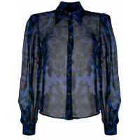 John Richmond Camisa de seda com estampa de leopardo - Azul