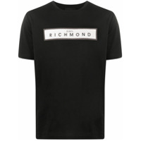 John Richmond Camiseta com detalhe de tachas e estampa de logo - Preto