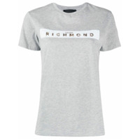 John Richmond Camiseta com logo em paetês - Cinza