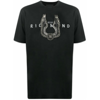 John Richmond Camiseta com logo estampado e detalhe bordado - Preto