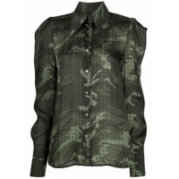 John Richmond draped sleeve camouflage print shirt - Verde
