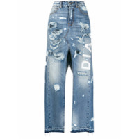 John Richmond Saia jeans cintura alta com fenda frontal - Azul