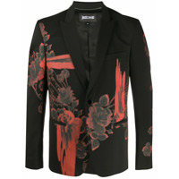 Just Cavalli Blazer abotoamento simples com estampa floral - Preto