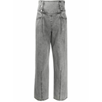 Just Cavalli Calça jeans cintura alta com botões - Preto