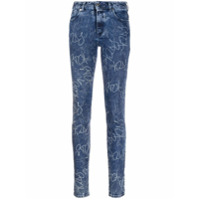 Just Cavalli Calça jeans cintura alta com estampa de grafite - Azul