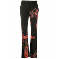Just Cavalli Calça reta com estampa de flor - Preto