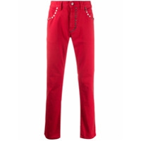 Just Cavalli Calça reta com tachas - Vermelho