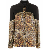 Just Cavalli Camisa com estampa de leopardo e contraste - Marrom