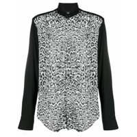 Just Cavalli Camisa com estampa de leopardo e contraste - Preto