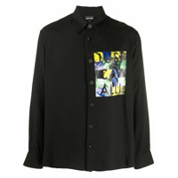 Just Cavalli Camisa mangas longas com patch gráfico - Preto