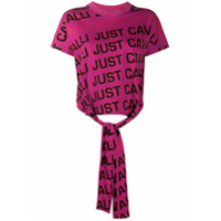 Just Cavalli Camiseta com estampa gráfica e detalhe de nó - Rosa
