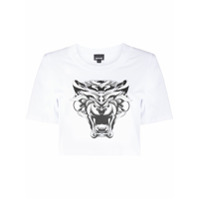 Just Cavalli Camiseta cropped com estampa gráfica de tigre - Branco