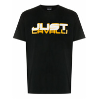 Just Cavalli Camiseta de algodão com estampa de logo - Preto