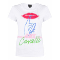 Just Cavalli Camiseta de algodão com estampa neon - Branco