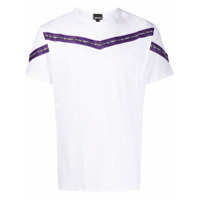 Just Cavalli Camiseta listrada com estampa de logo - Branco