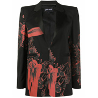 Just Cavalli Casaco abotoamento simples com estampa floral - Preto