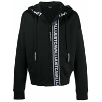 Just Cavalli Moletom com capuz, zíper e estampa de logo - Preto