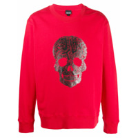 Just Cavalli skull print crew neck sweatshirt - Vermelho
