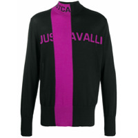 Just Cavalli stripe detail long sleeve jumper - Preto