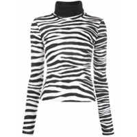 Just Cavalli zebra-print roll neck sweatshirt - Preto