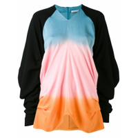 JW Anderson Camiseta de seda franzida mangas longas - Estampado