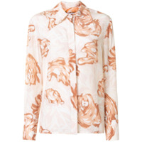 Karen Walker Camisa Blossom de seda com estampa floral - PINK