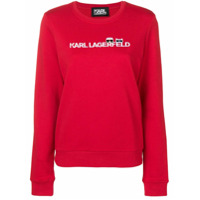 Karl Lagerfeld Blusa de moletom com logo 'Ikonik' - Vermelho