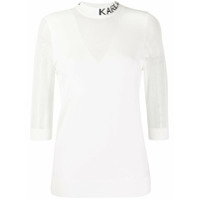 Karl Lagerfeld Blusa Pointelle de tricô com logo - Branco