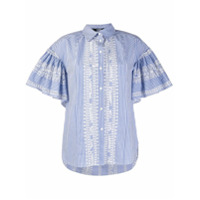 Karl Lagerfeld Camisa com bordado e listras - Azul