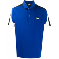 Karl Lagerfeld Camisa polo color block com logo - Azul
