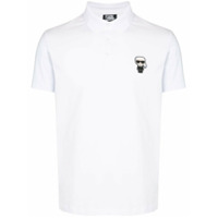 Karl Lagerfeld Camisa polo mangas curtas com patch de logo - Branco
