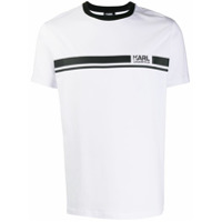 Karl Lagerfeld Camiseta com estampa de logo e listras - Branco