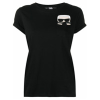Karl Lagerfeld Camiseta com estampa Karl e strass - Preto