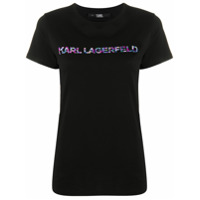 Karl Lagerfeld Camiseta floral com logo - Preto