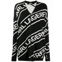 Karl Lagerfeld Cardigan com logo e zíper - Preto