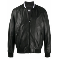 Karl Lagerfeld Jaqueta bomber com acabamento canelado - Preto